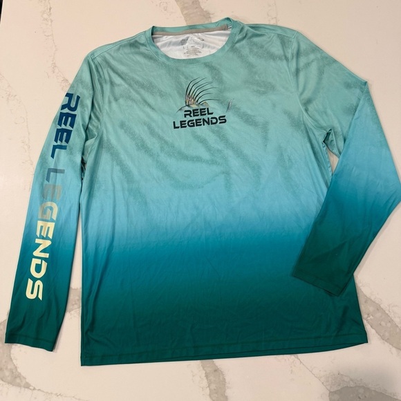 Reel Legends Other - Reel Legends Long Sleeve Performance Fishing Shirt Men’s Size Large Aqua Ombré